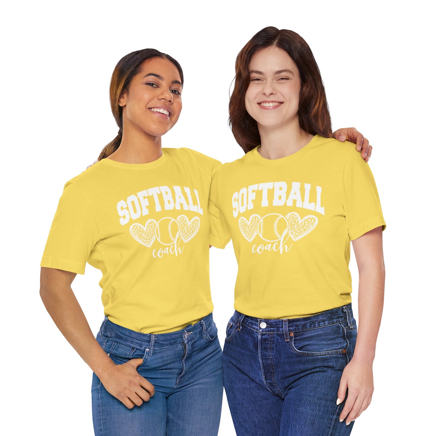 Softball Coach Hearts T Shirt (Light 2)
