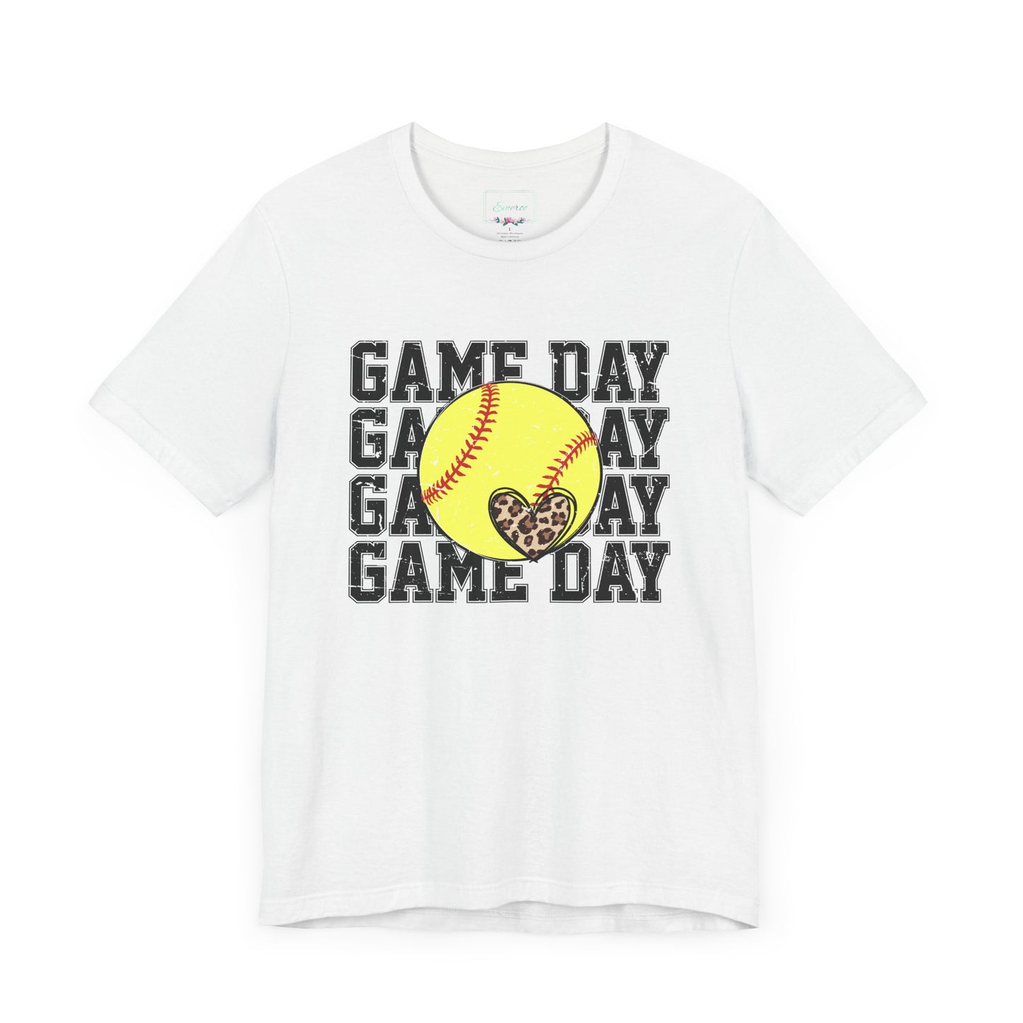 Softball Game Day Heart T Shirt (Light)