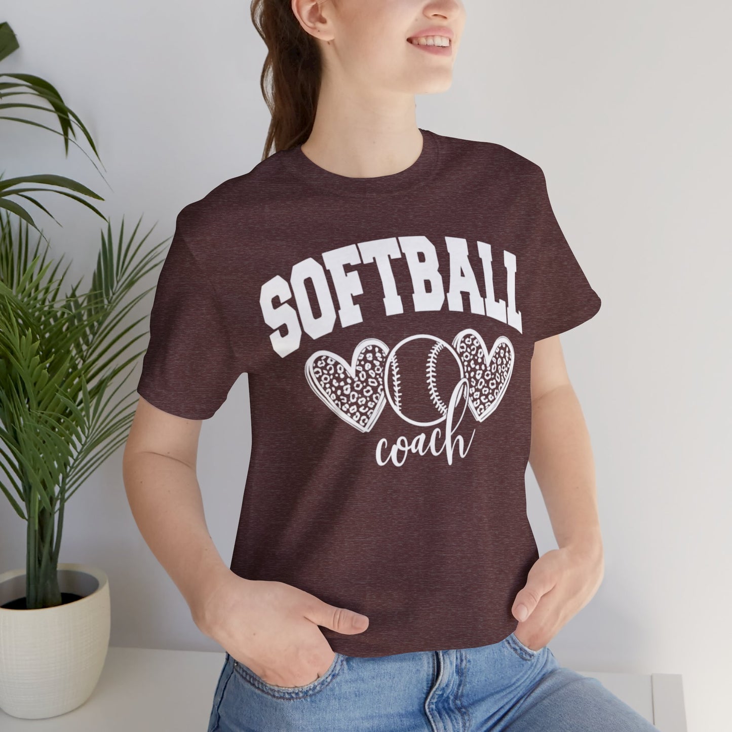 Softball Coach Hearts T Shirt (Dark 1)