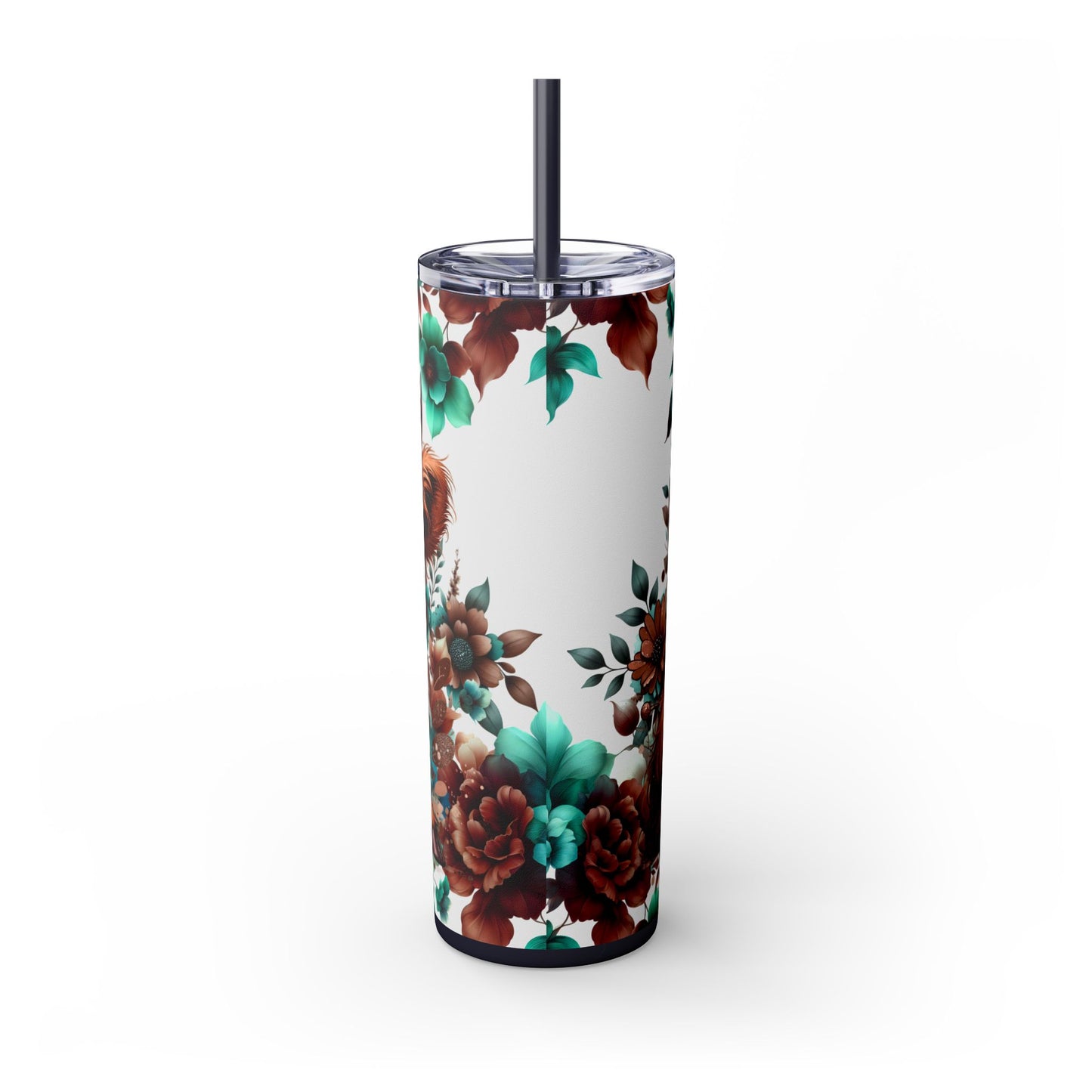 Brown highland cow Skinny Tumbler with Straw, 20oz