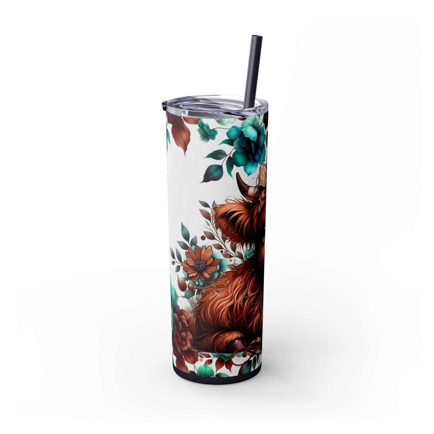 Brown highland cow Skinny Tumbler with Straw, 20oz