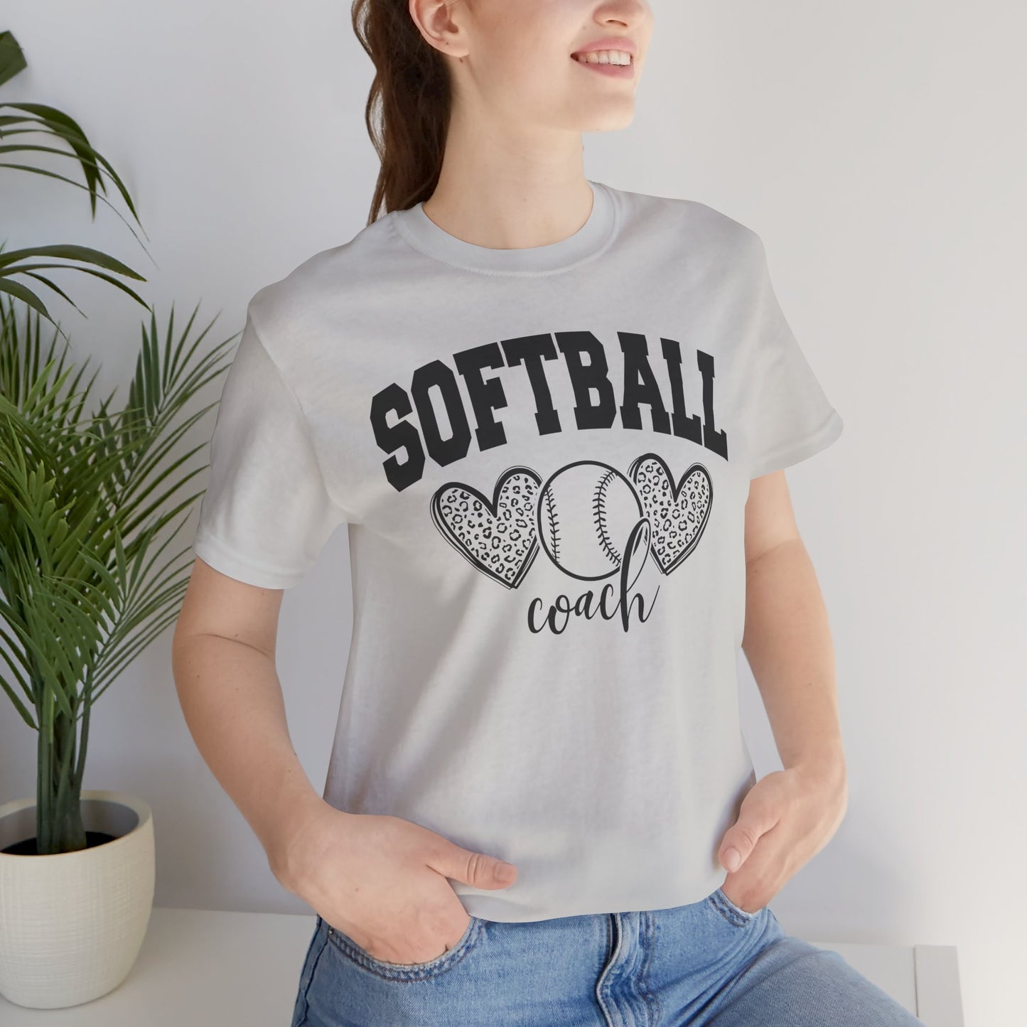 Softball Coach Hearts T Shirt (Light)