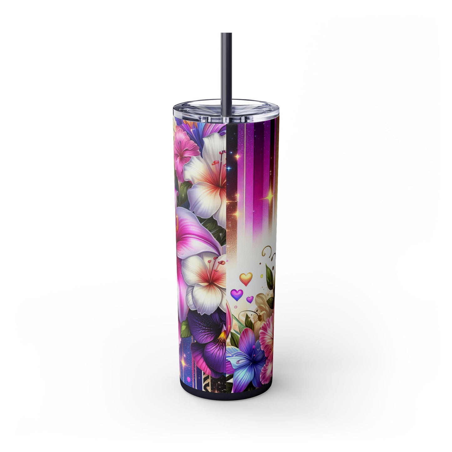 Colorful Orchid Skinny Tumbler with Straw, 20oz