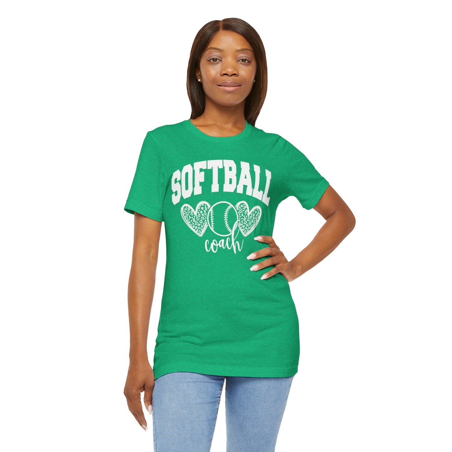 Softball Coach Hearts T Shirt (Light 2)