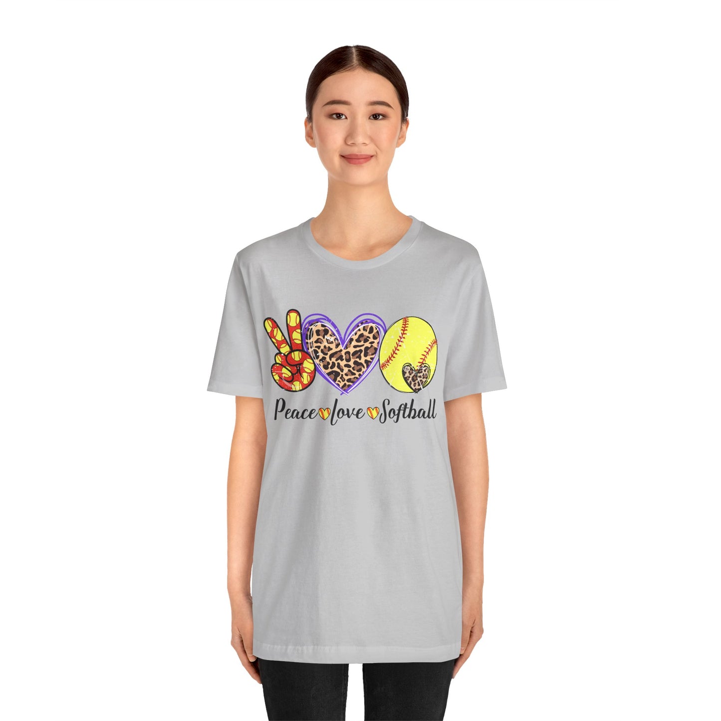 Peace Love Softball T Shirt (Light)