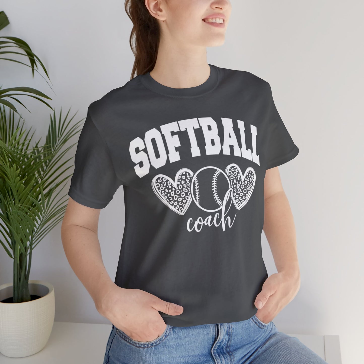 Softball Coach Hearts T Shirt (Dark 1)