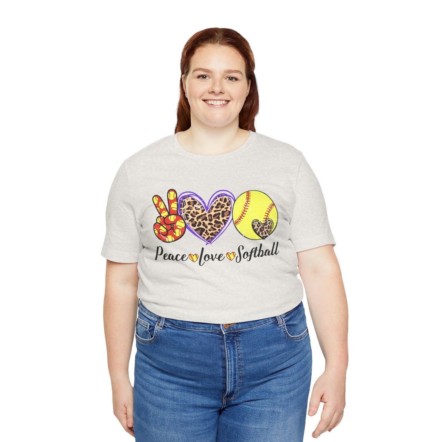 Peace Love Softball T Shirt (Light)