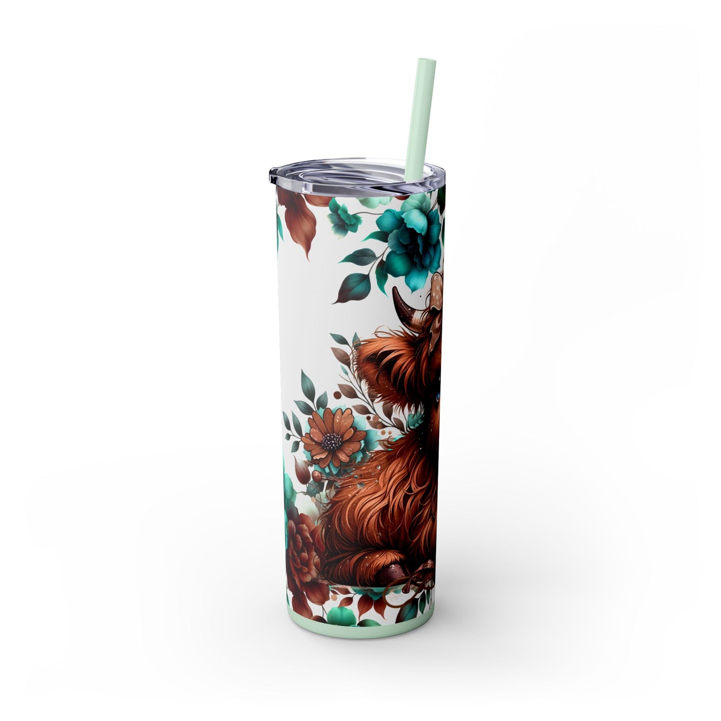 Brown highland cow Skinny Tumbler with Straw, 20oz