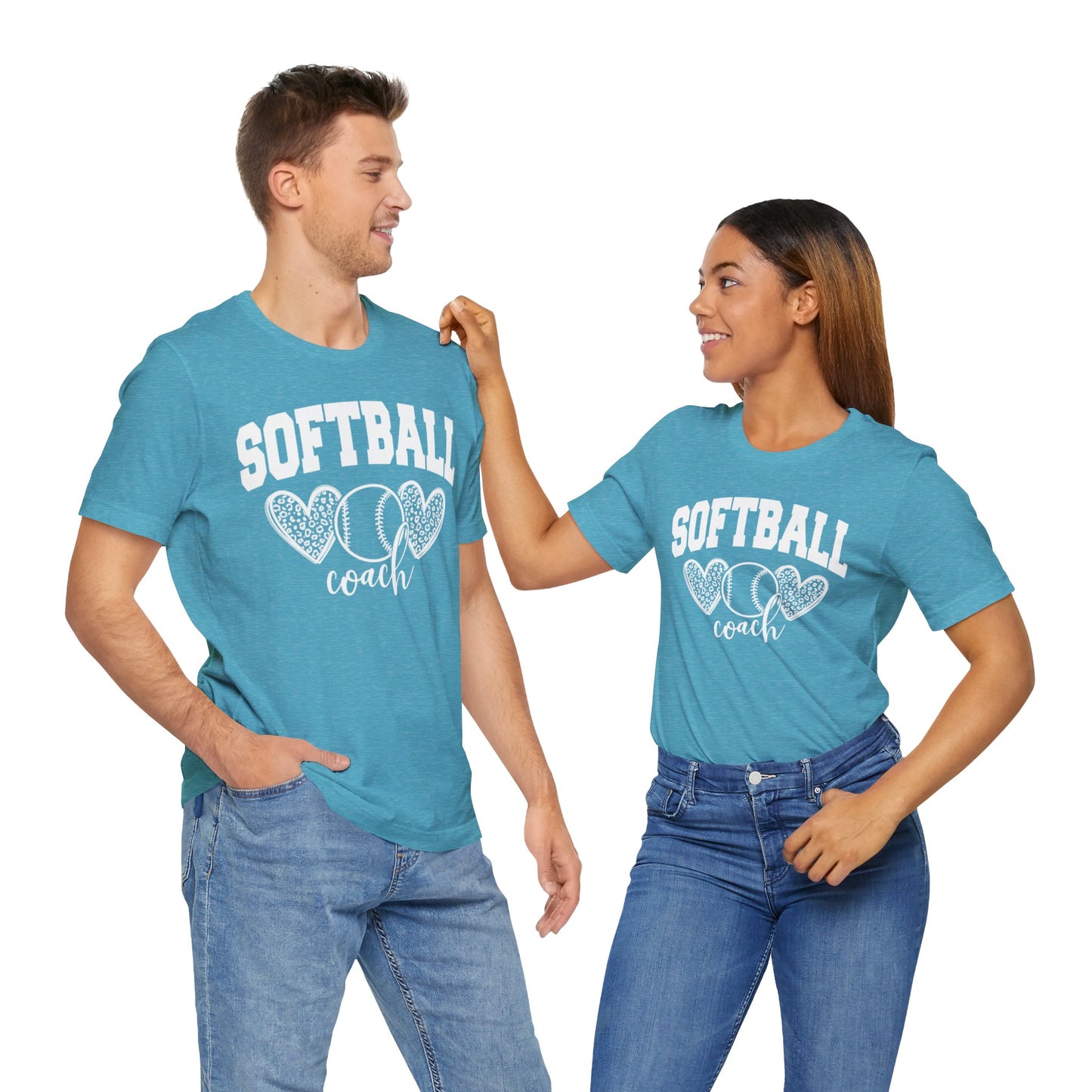 Softball Coach Hearts T Shirt (Light 2)