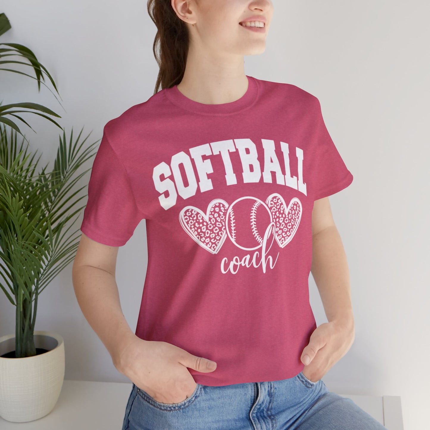 Softball Coach Hearts T Shirt (Dark 1)