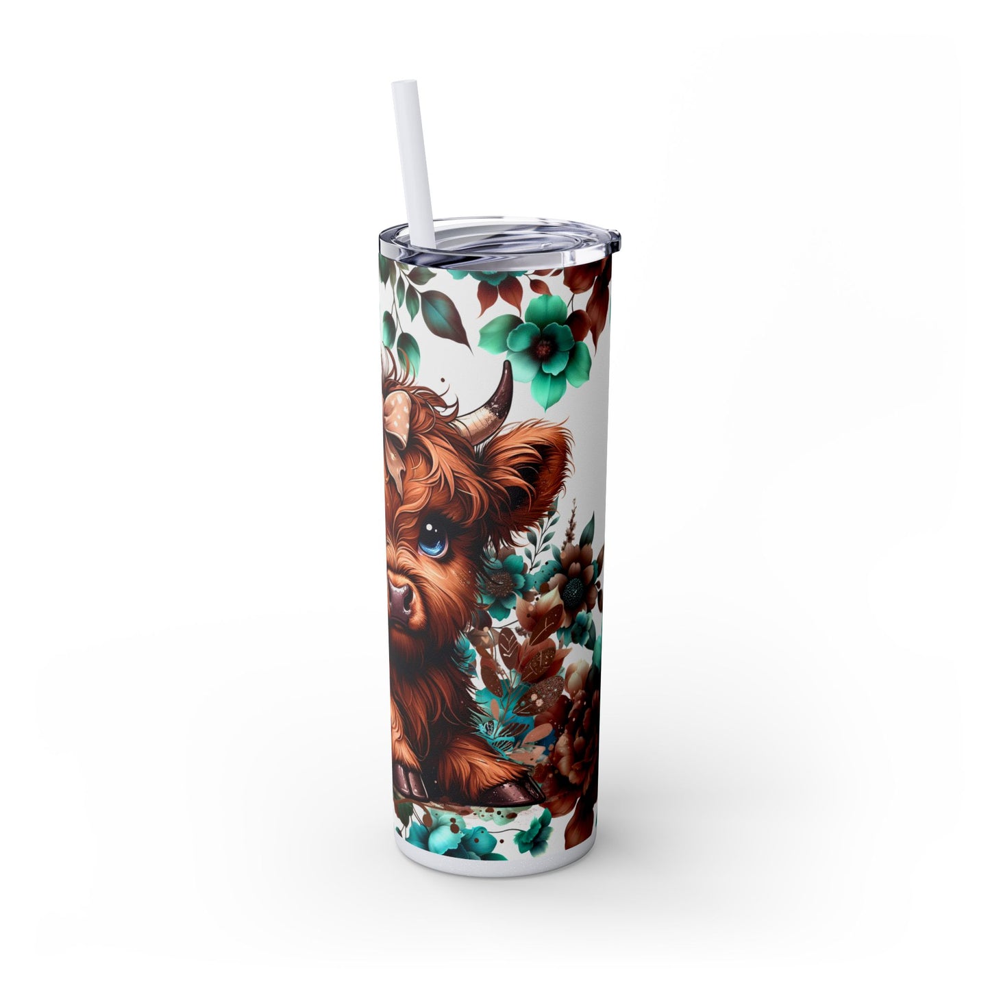 Brown highland cow Skinny Tumbler with Straw, 20oz