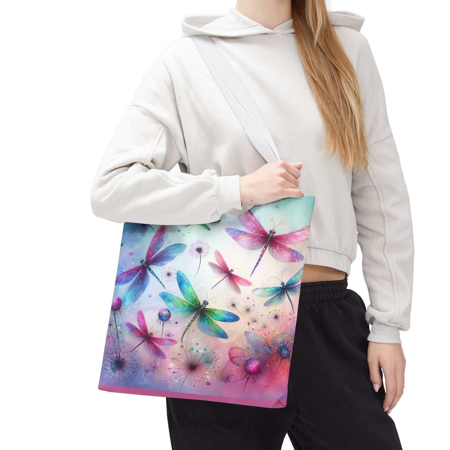 Dragonfly Tote Bag with Pastel Watercolor Design