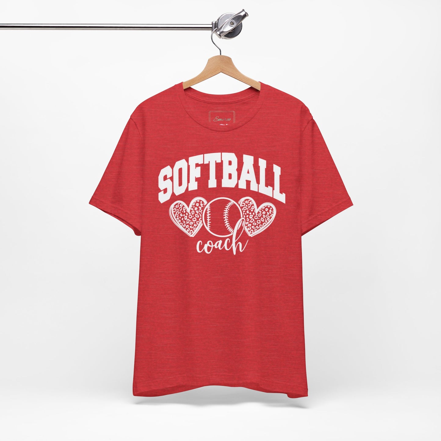 Softball Coach Hearts T Shirt (Dark 1)