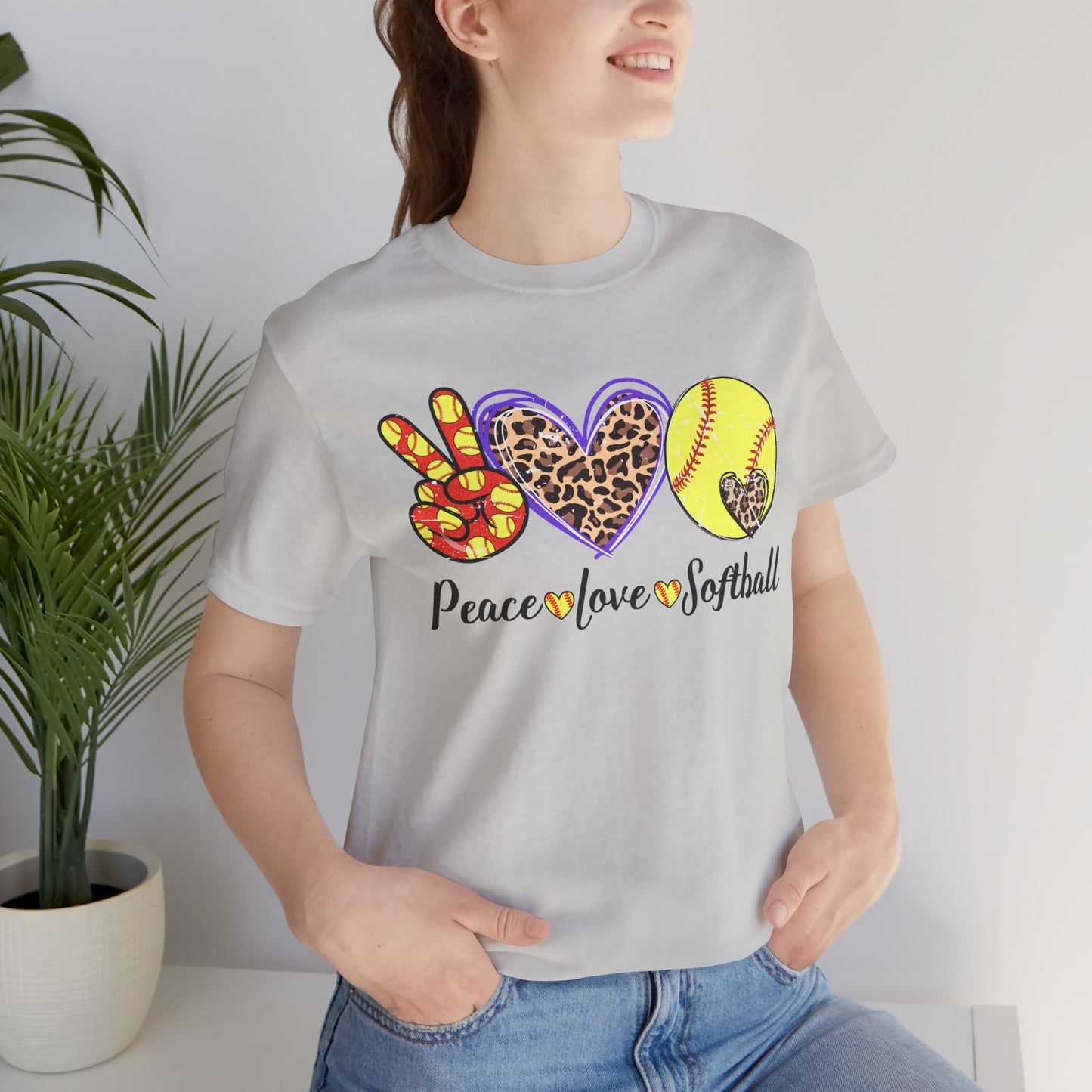 Peace Love Softball T Shirt (Light)
