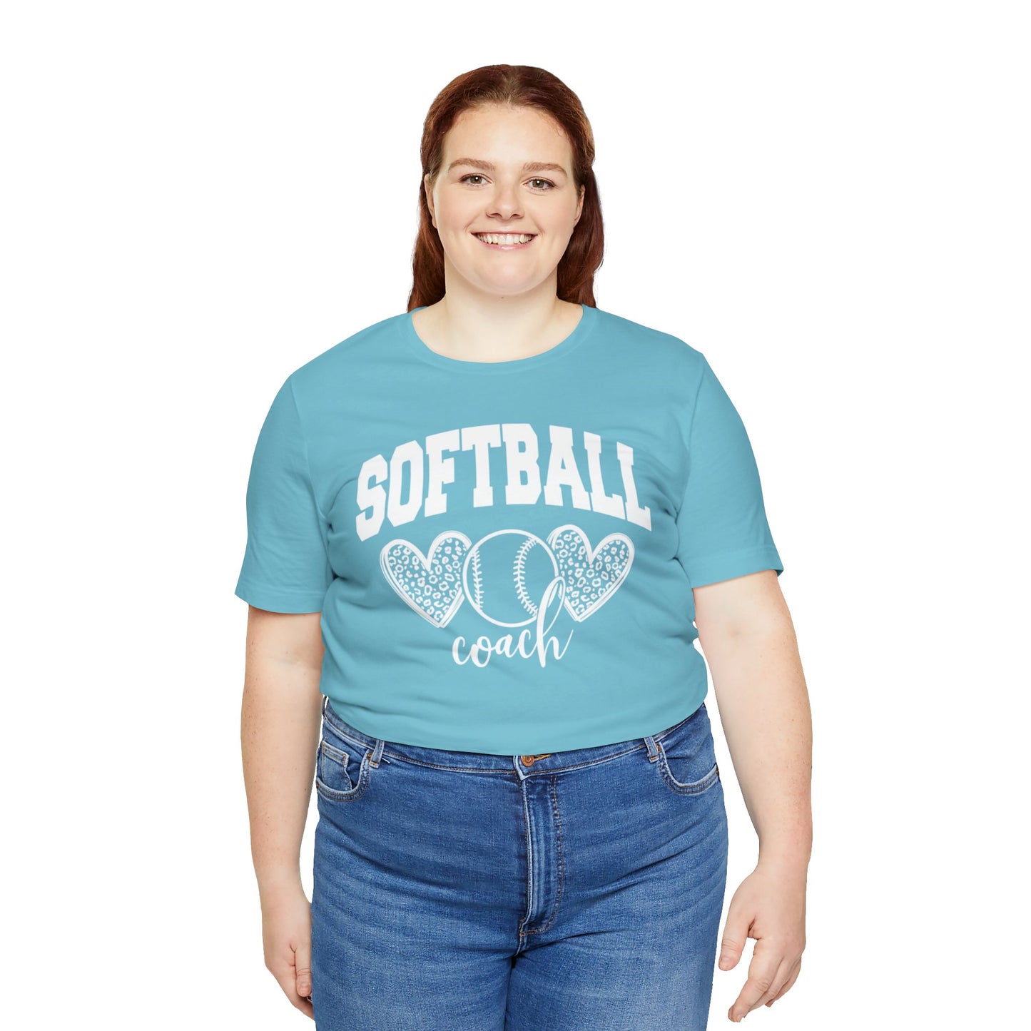 Softball Coach Hearts T Shirt (Light 2)
