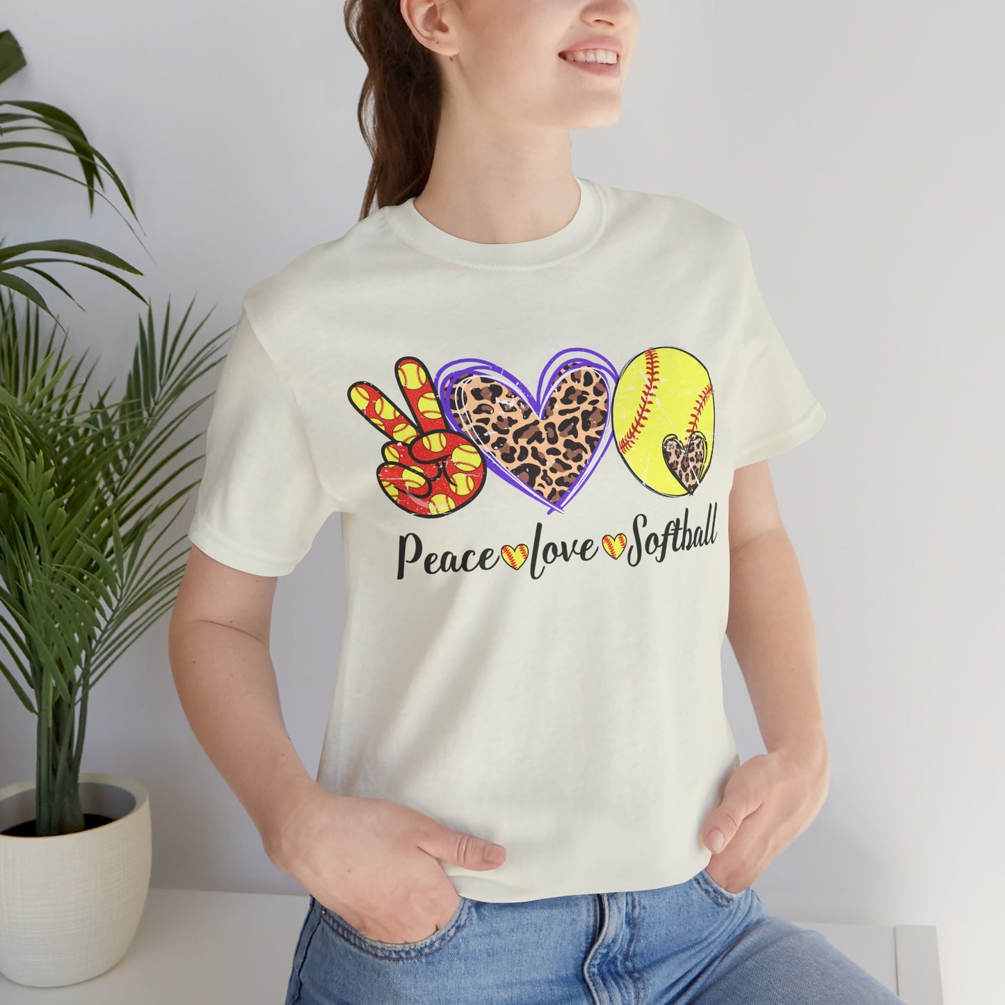 Peace Love Softball T Shirt (Light)