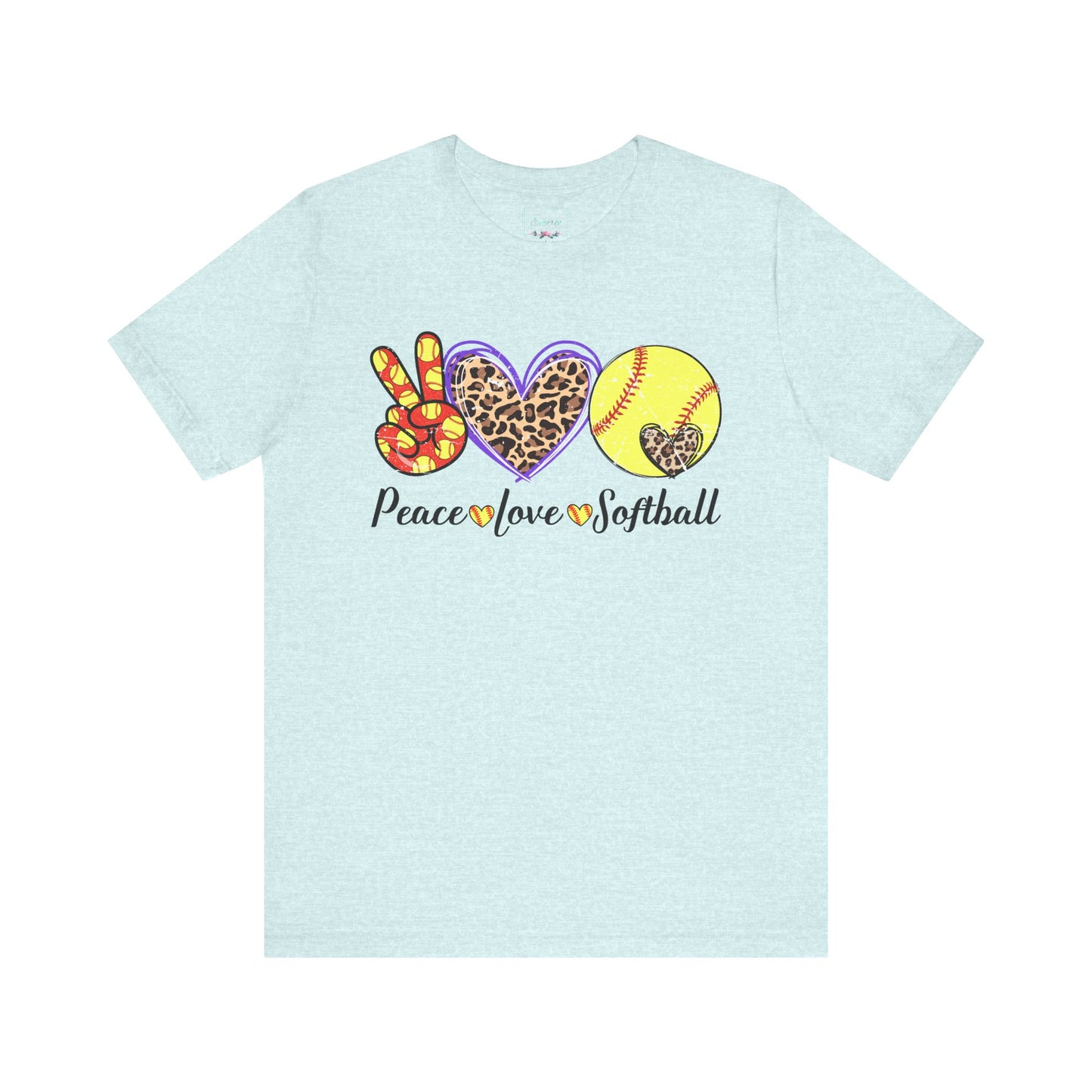 Peace Love Softball T Shirt (Light)