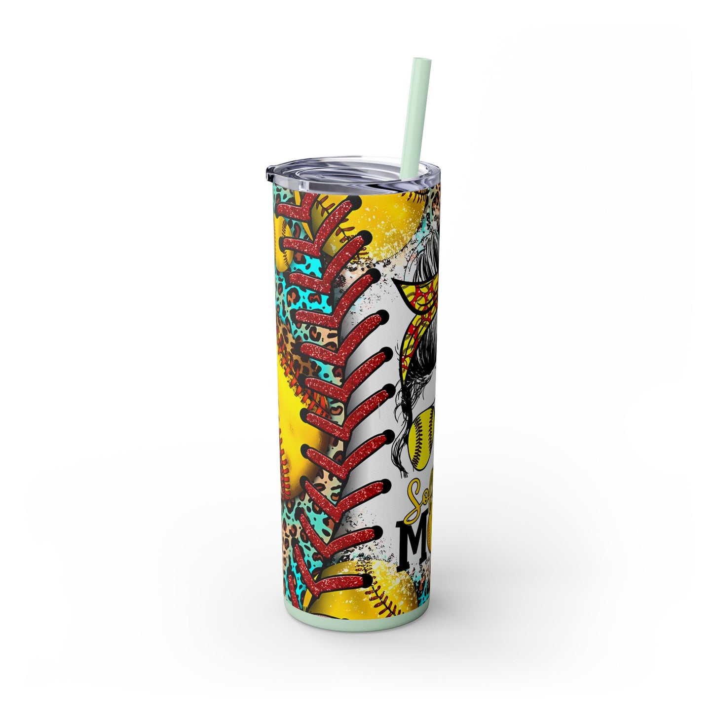 Softball Mom Skinny Tumbler with Straw, 20oz