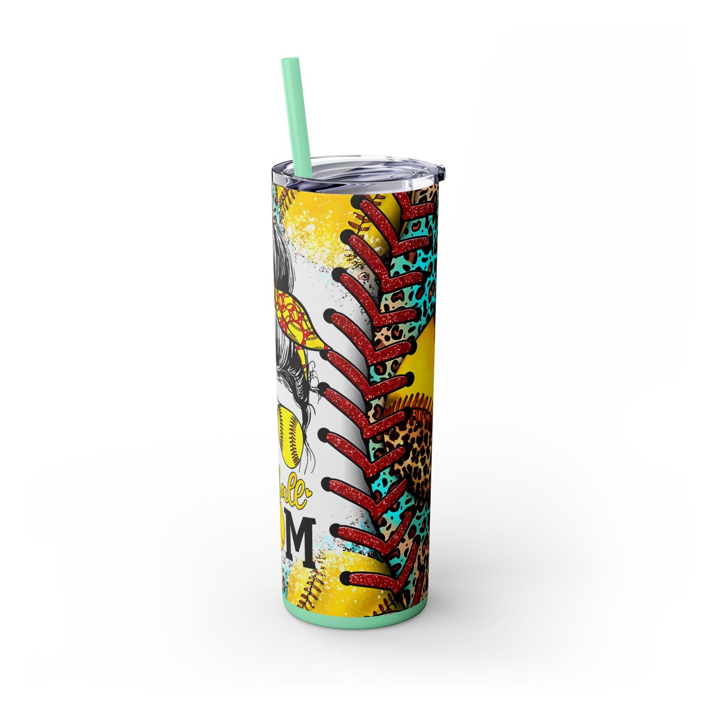 Softball Mom Skinny Tumbler with Straw, 20oz