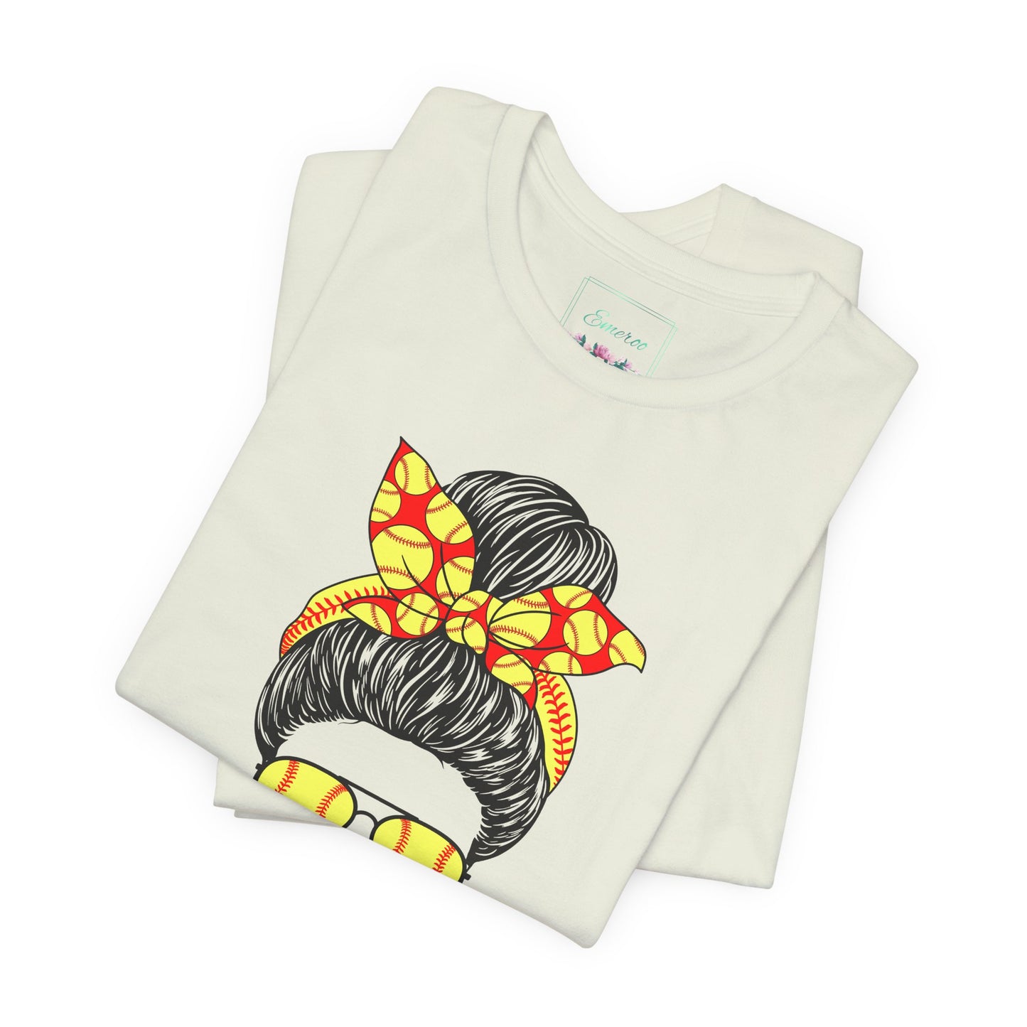 Softball Mom Messy Bun and Glasses T Shirt (Light)