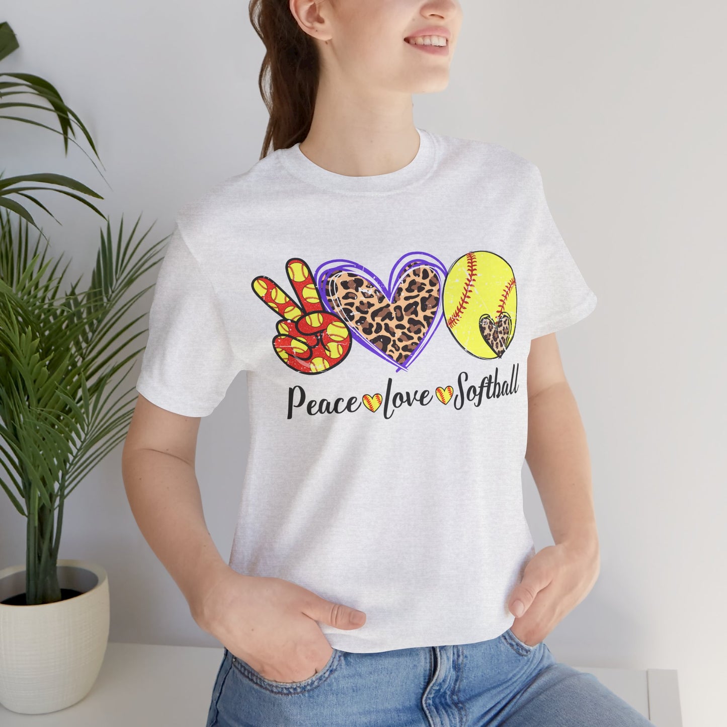 Peace Love Softball T Shirt (Light)