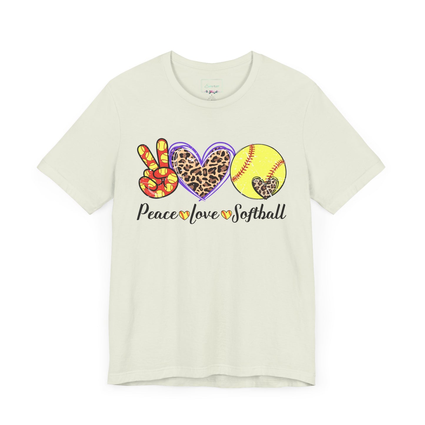 Peace Love Softball T Shirt (Light)