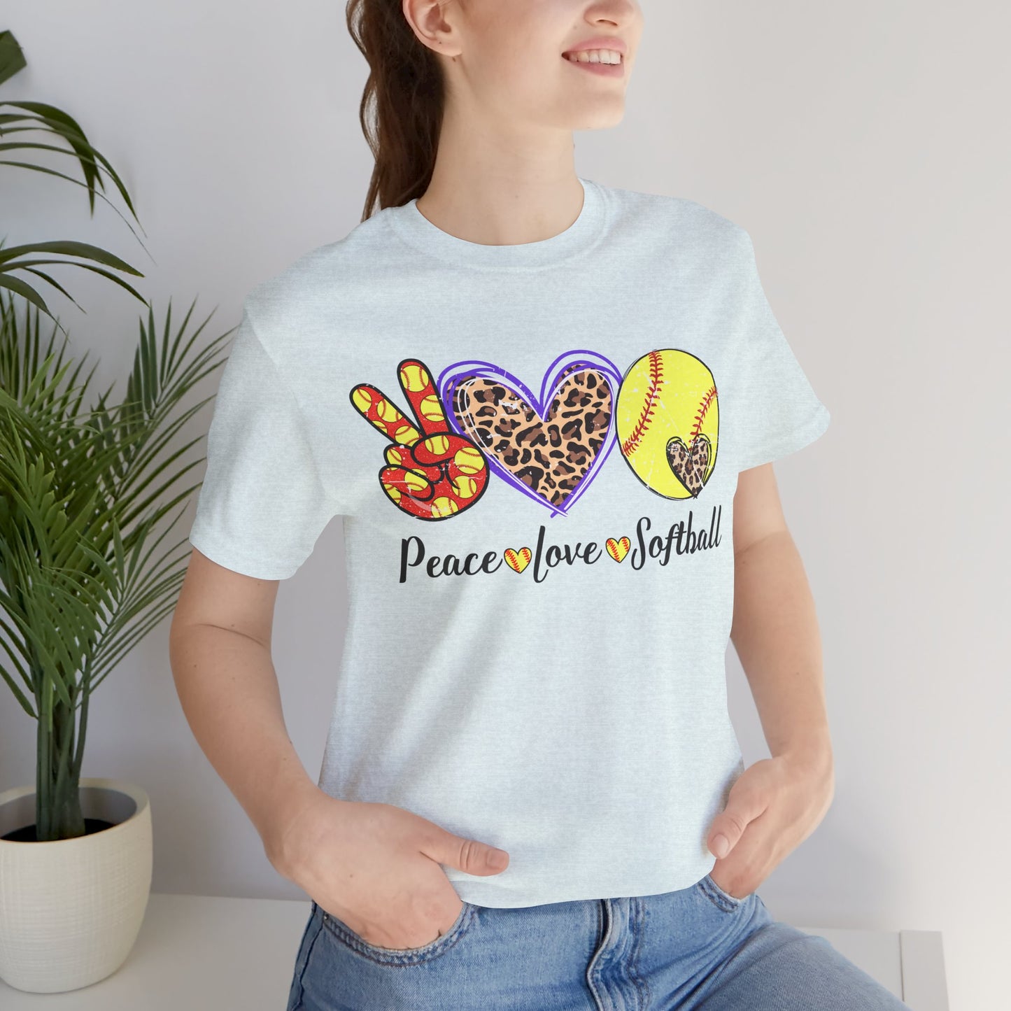 Peace Love Softball T Shirt (Light)