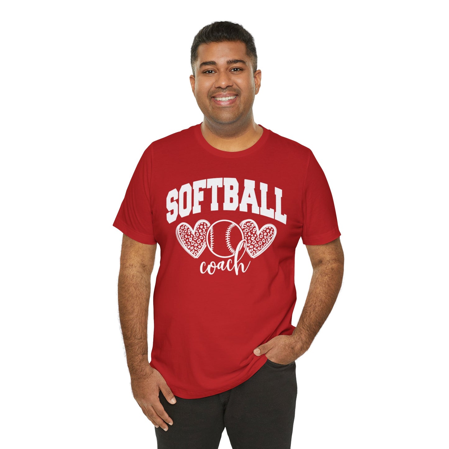 Softball Coach Hearts T Shirt (Dark 1)