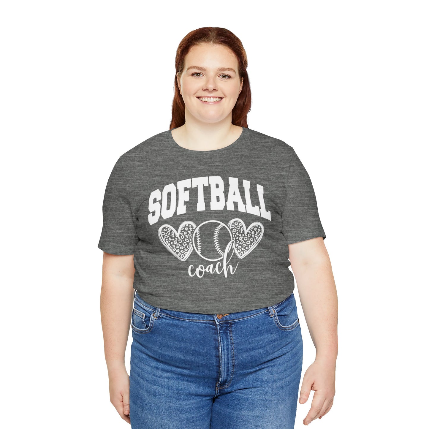 Softball Coach Hearts T Shirt (Dark 1)