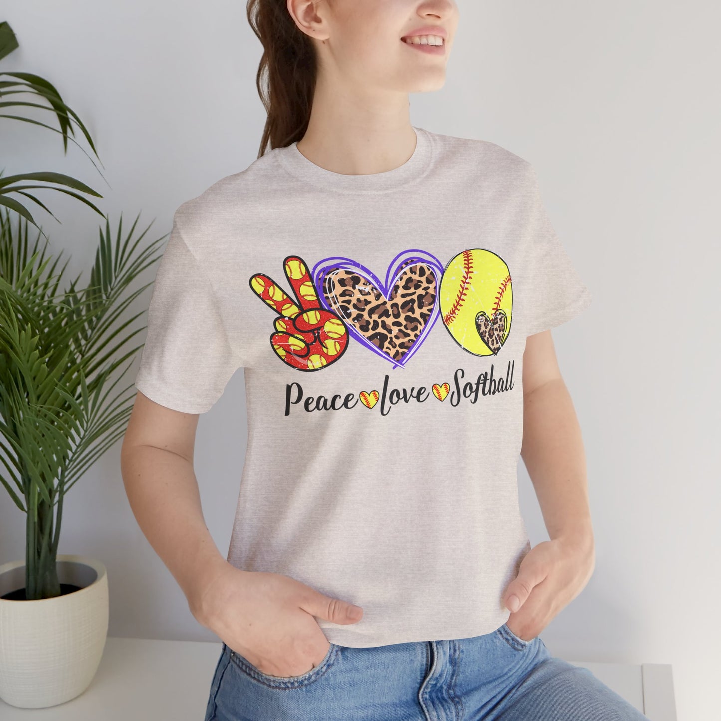 Peace Love Softball T Shirt (Light)