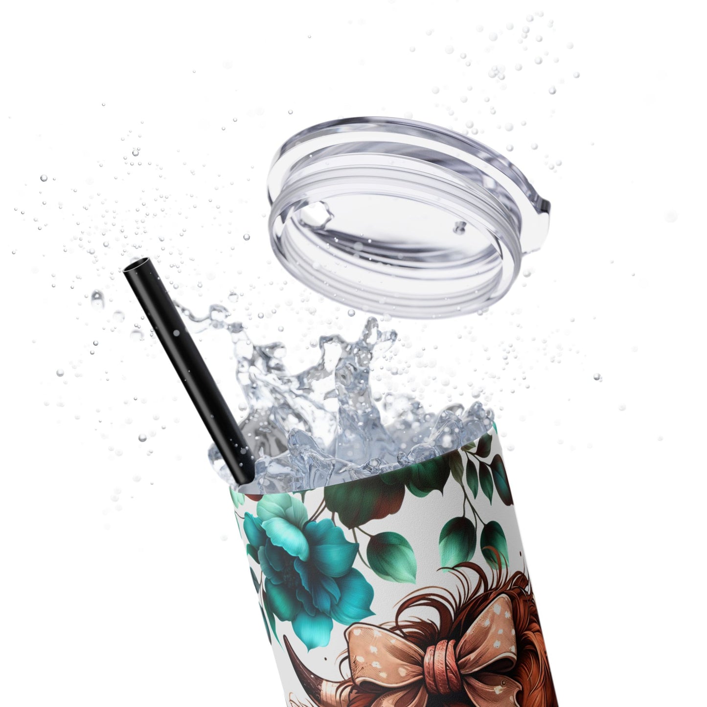 Brown highland cow Skinny Tumbler with Straw, 20oz