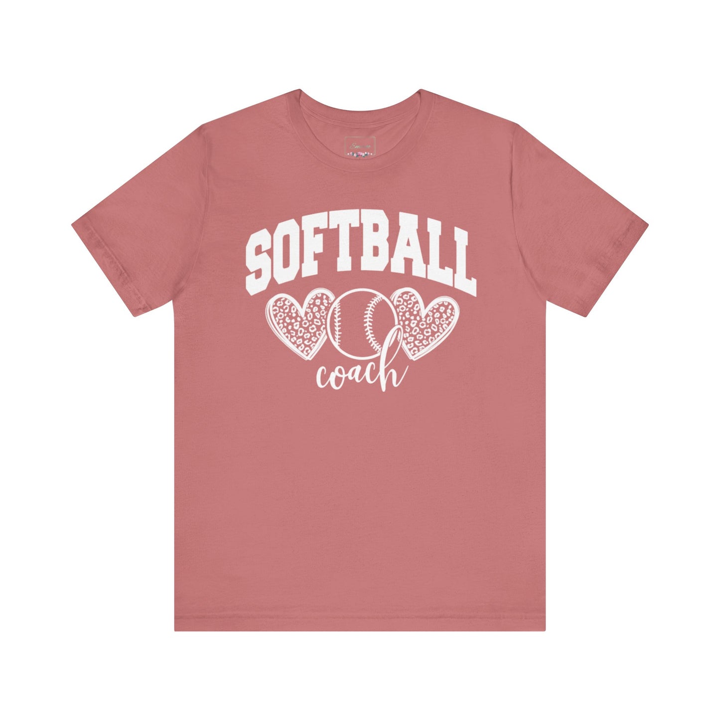 Softball Coach Hearts T Shirt (Dark 1)