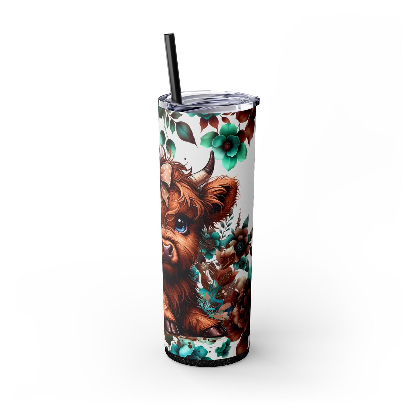 Brown highland cow Skinny Tumbler with Straw, 20oz