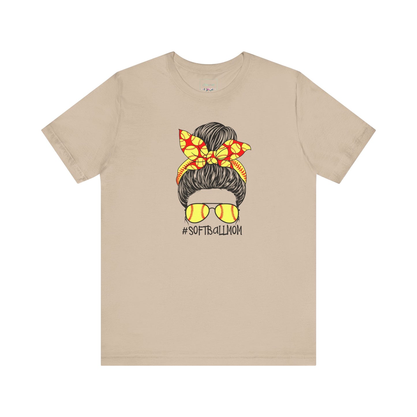 Softball Mom Messy Bun and Glasses T Shirt (Light)