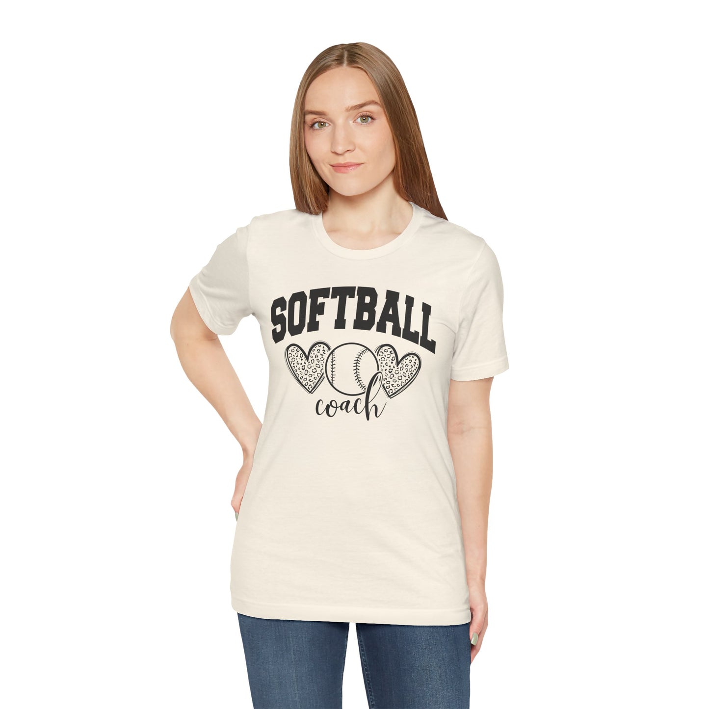 Softball Coach Hearts T Shirt (Light)