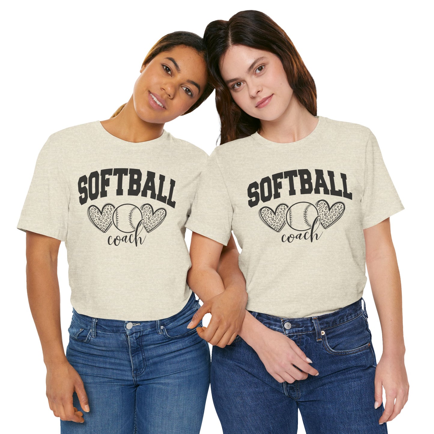 Softball Coach Hearts T Shirt (Light)