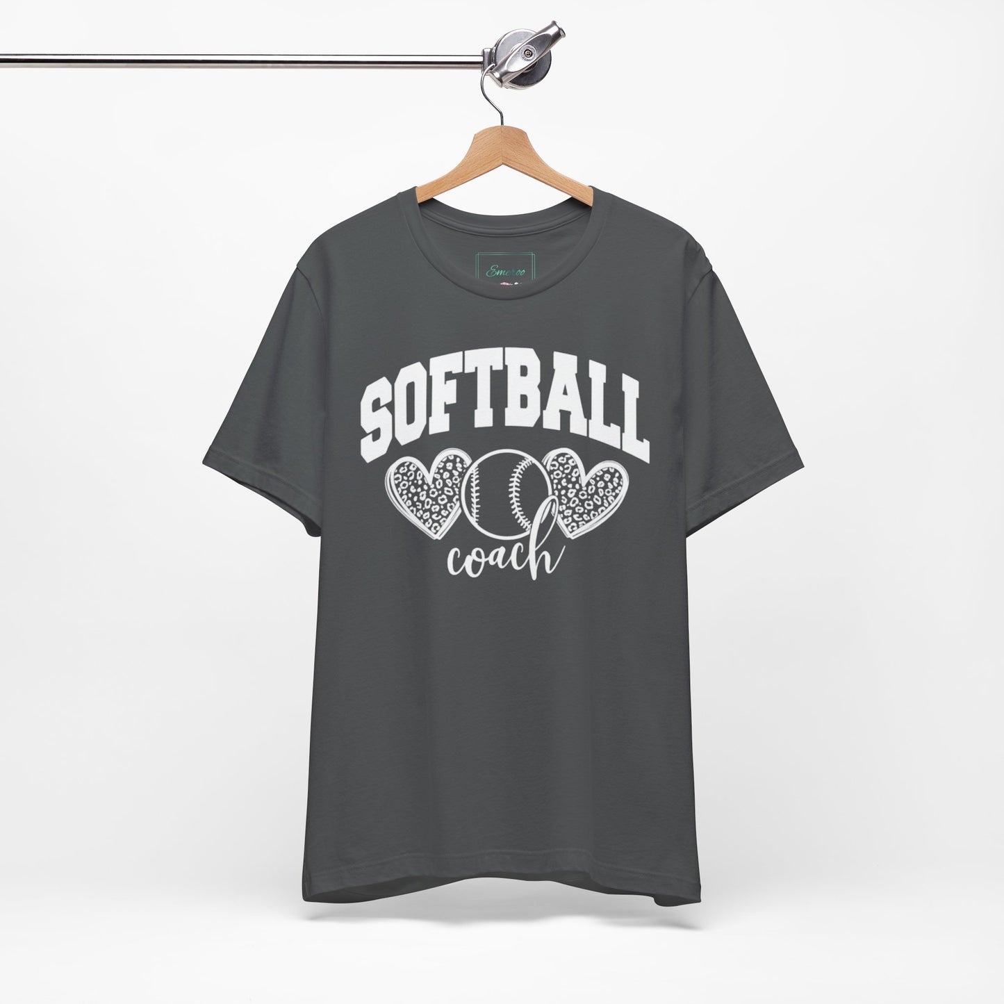 Softball Coach Hearts T Shirt (Dark 1)