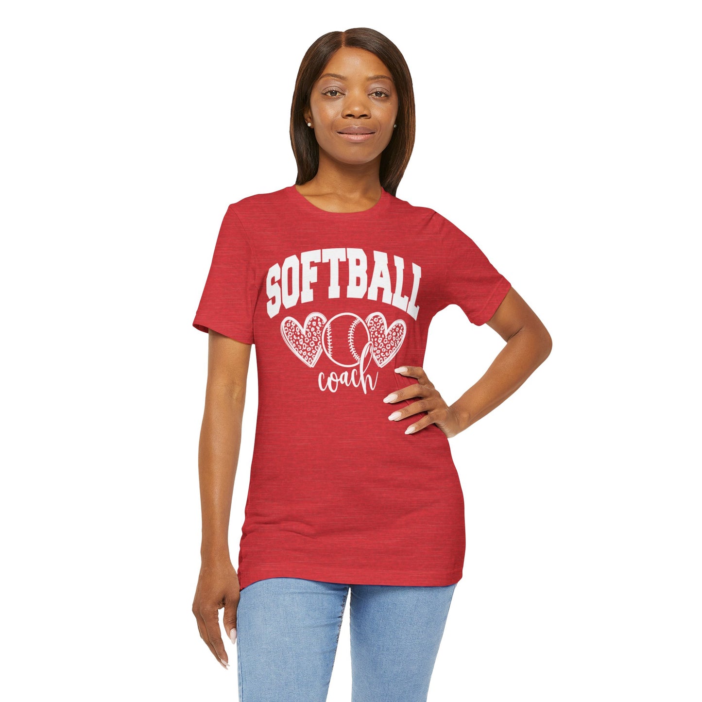 Softball Coach Hearts T Shirt (Dark 1)