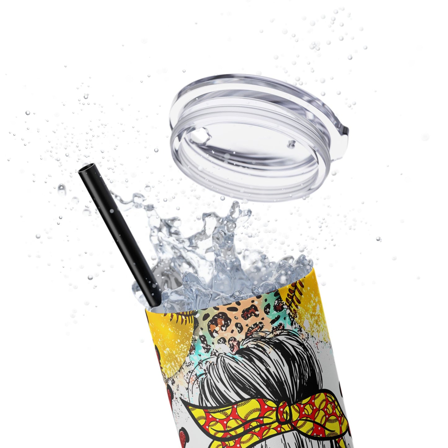 Softball Mom Skinny Tumbler with Straw, 20oz