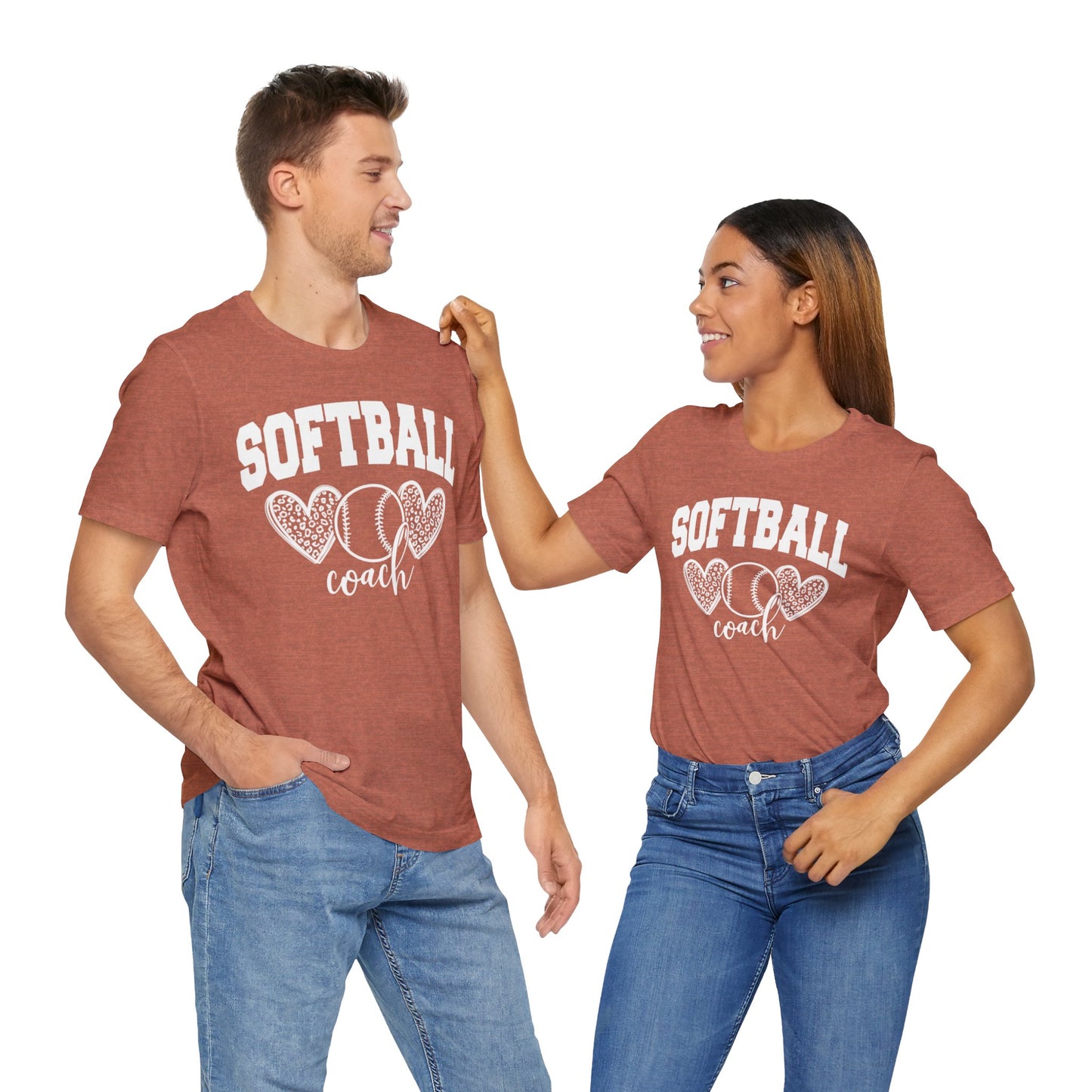 Softball Coach Hearts T Shirt (Dark 1)