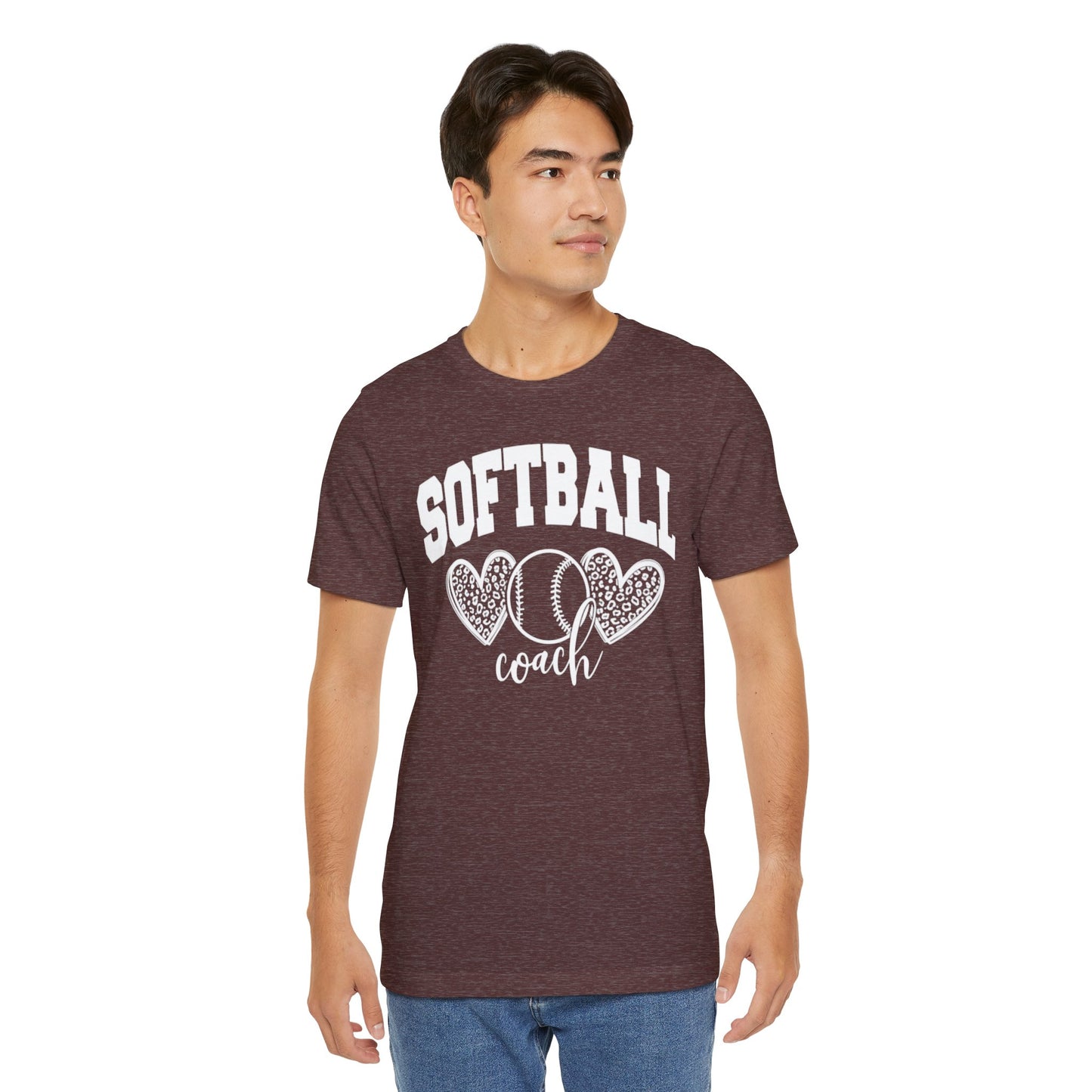 Softball Coach Hearts T Shirt (Dark 1)