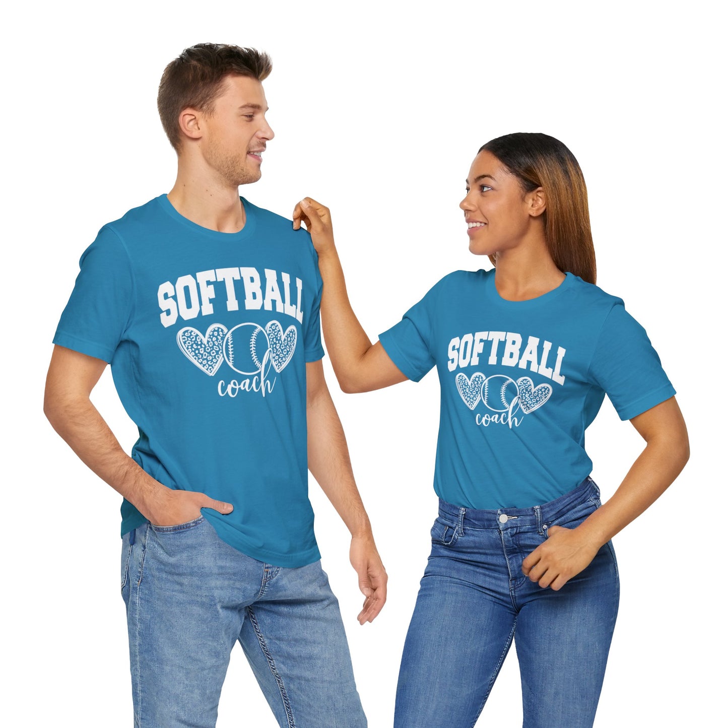 Softball Coach Hearts T Shirt (Light 2)