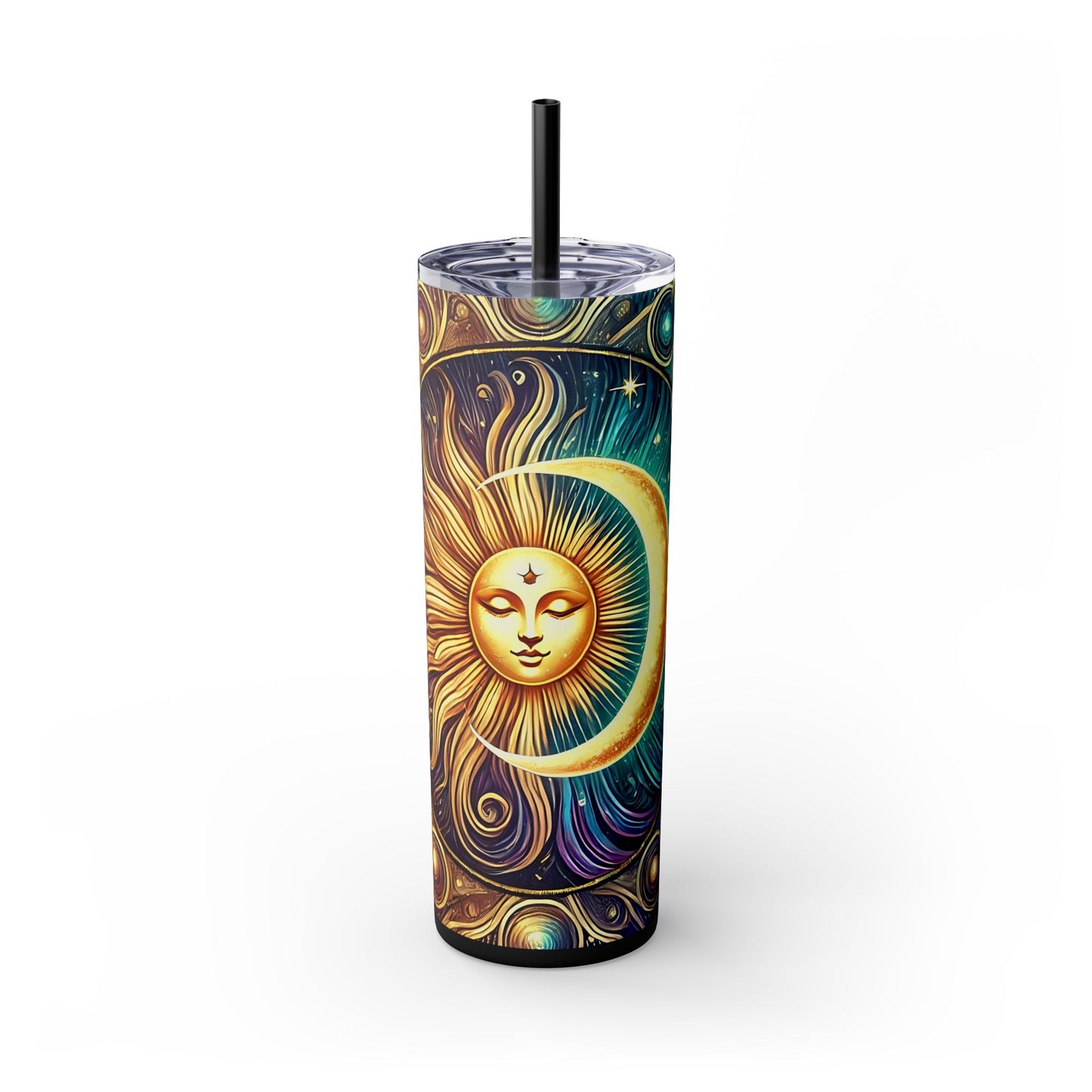 Sun and Moon Skinny Tumbler with Straw, 20oz