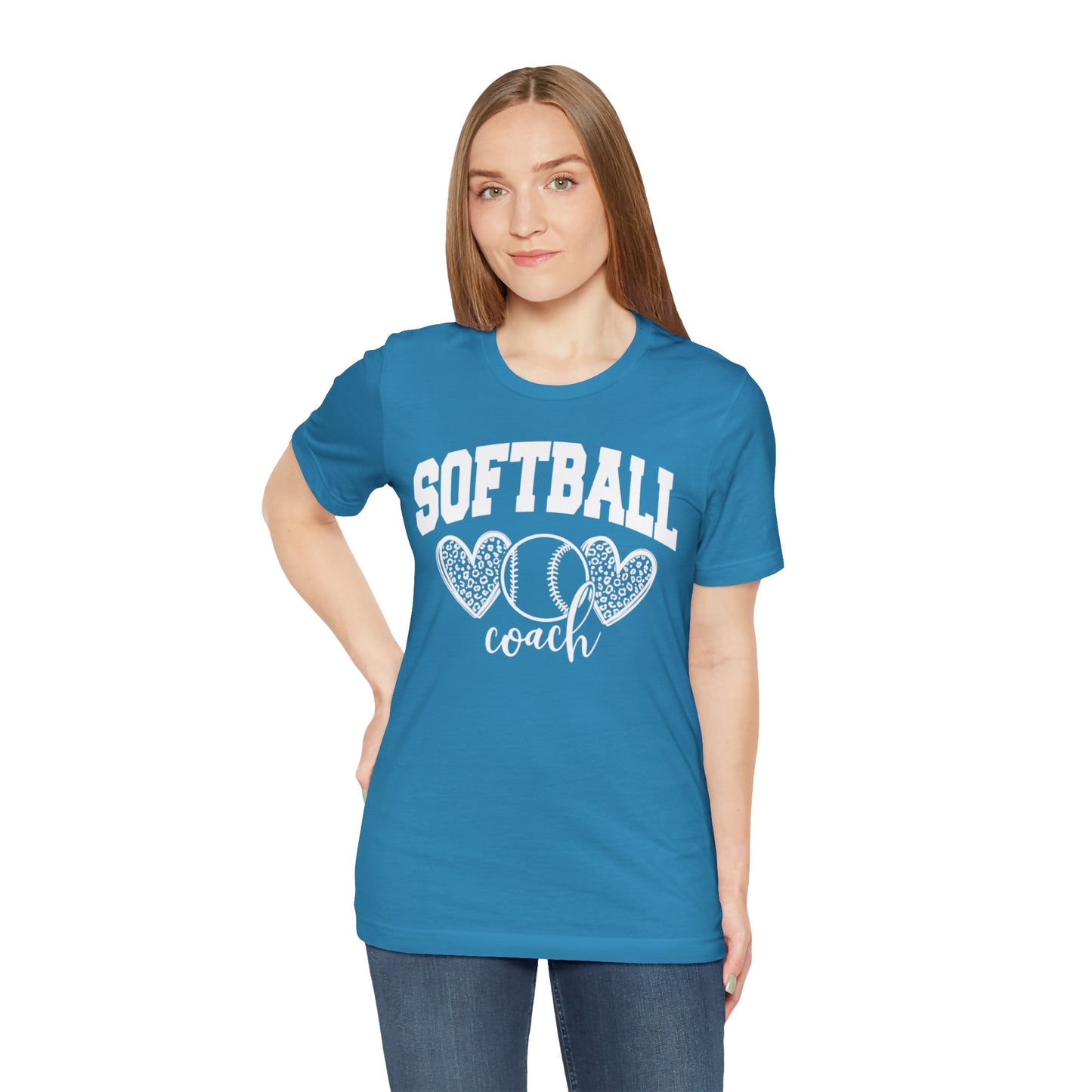 Softball Coach Hearts T Shirt (Light 2)