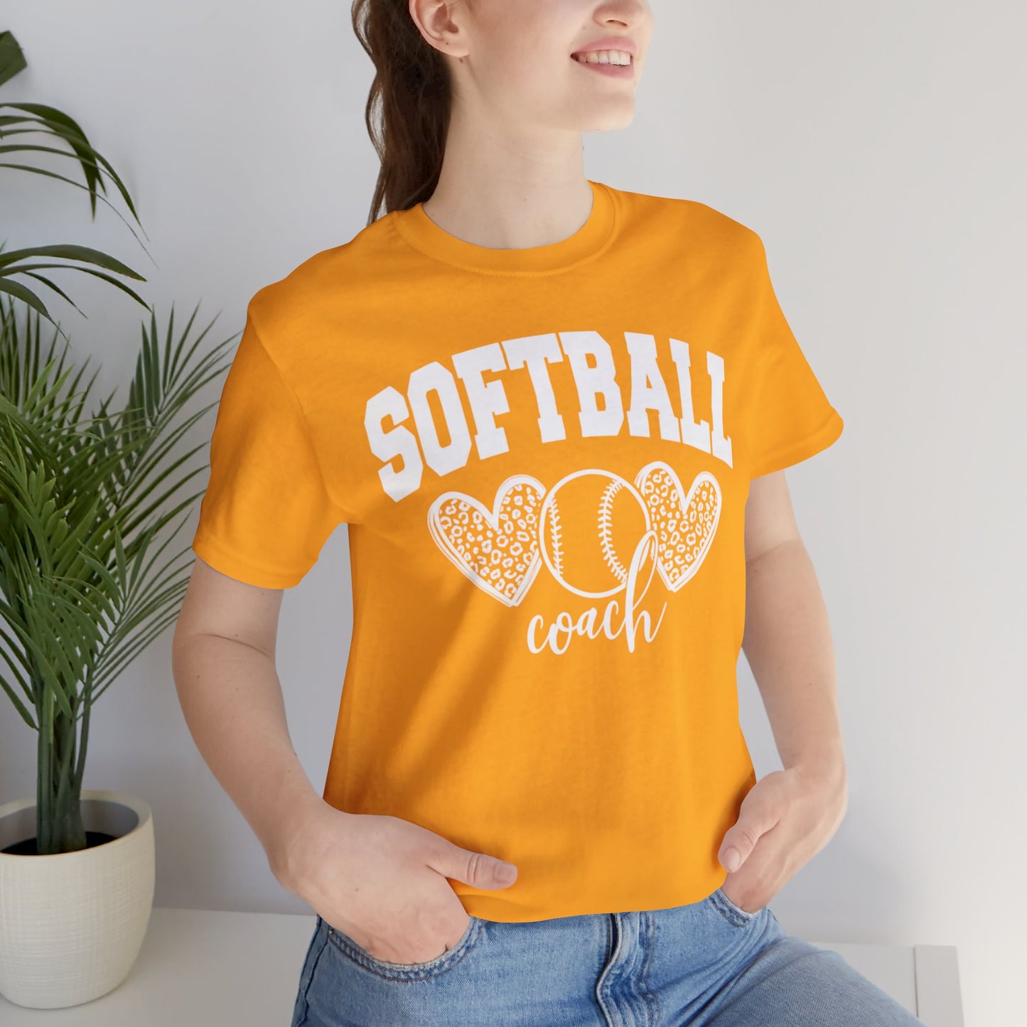 Softball Coach Hearts T Shirt (Light 2)
