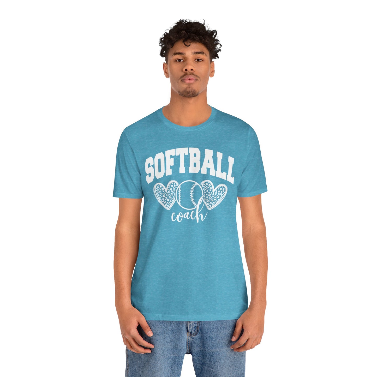 Softball Coach Hearts T Shirt (Light 2)