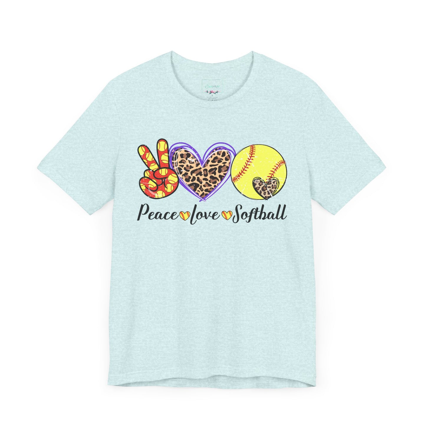 Peace Love Softball T Shirt (Light)