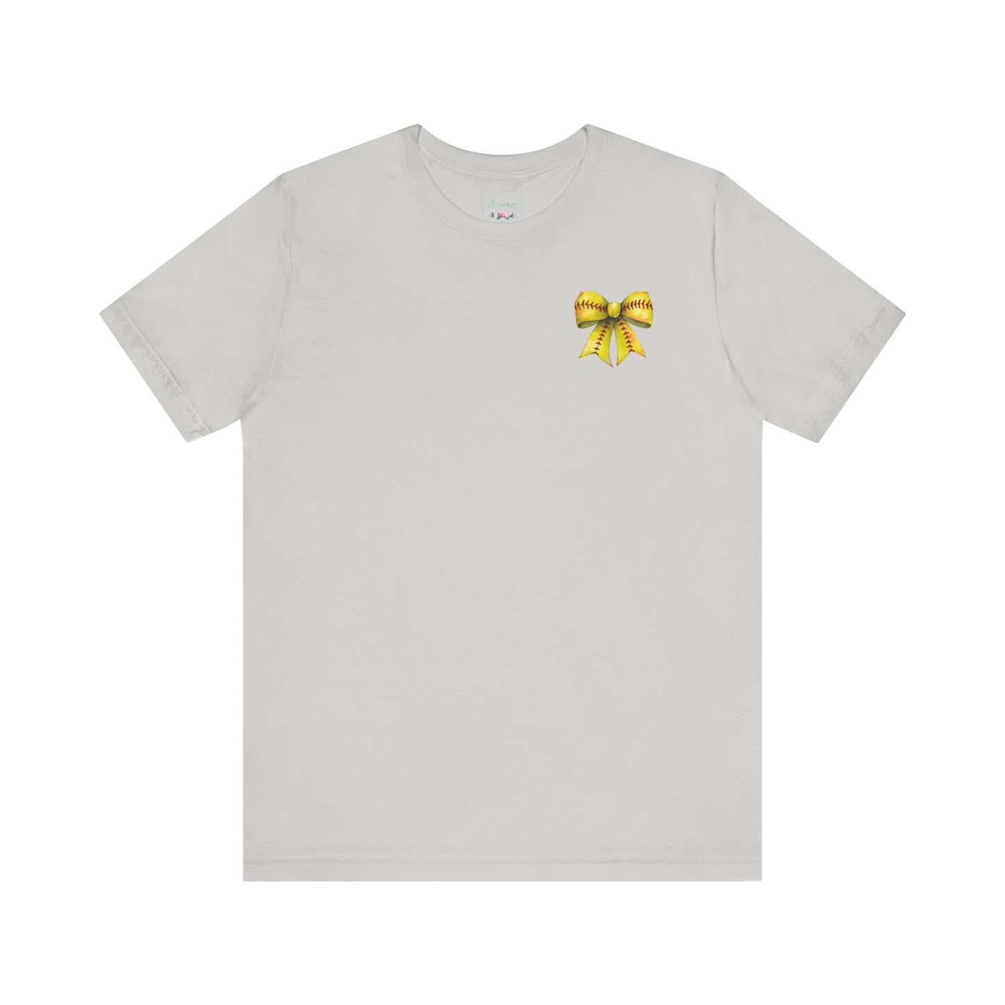 Coquette Bow Front Softball Mom Rear T Shirt (Light)