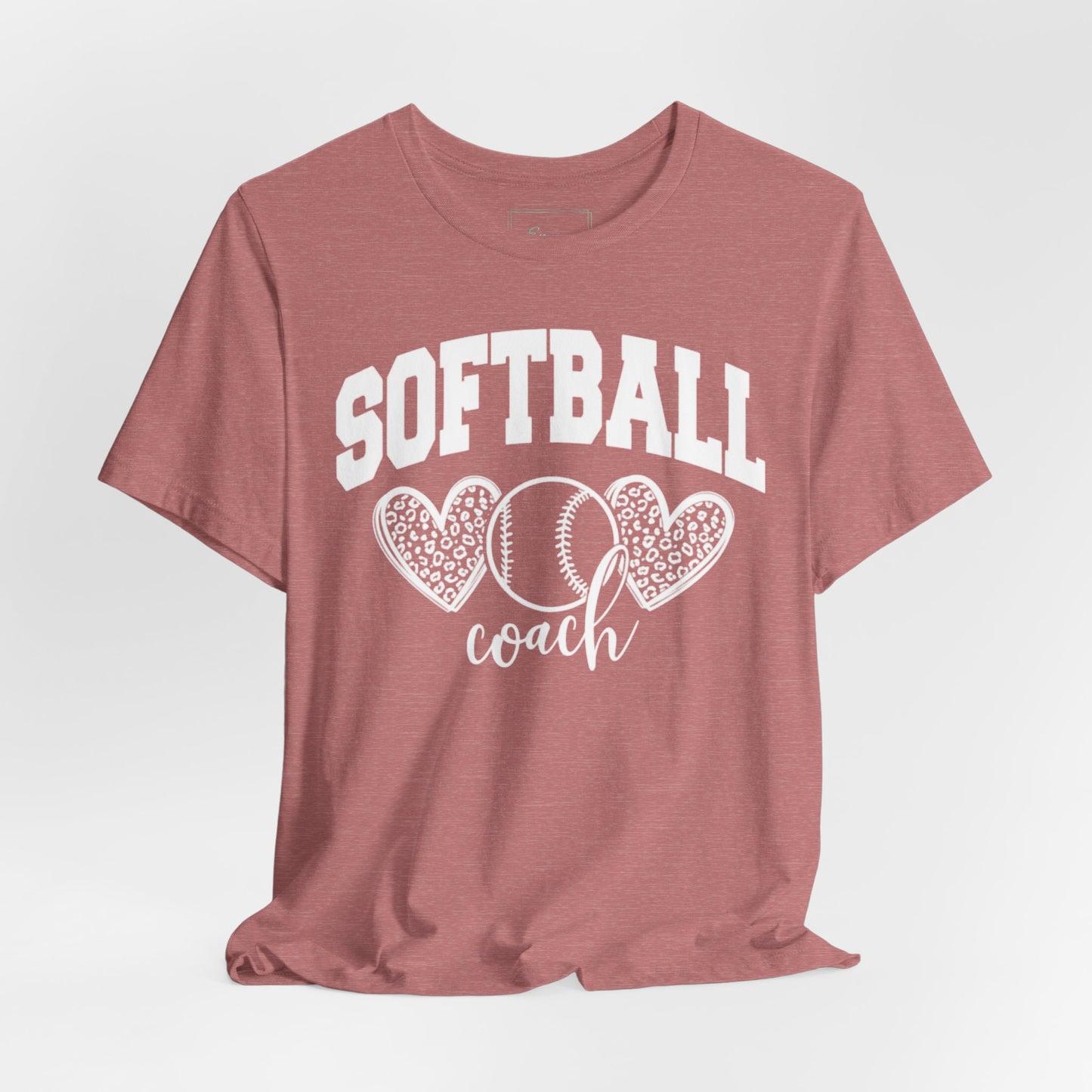 Softball Coach Hearts T Shirt (Light 2)