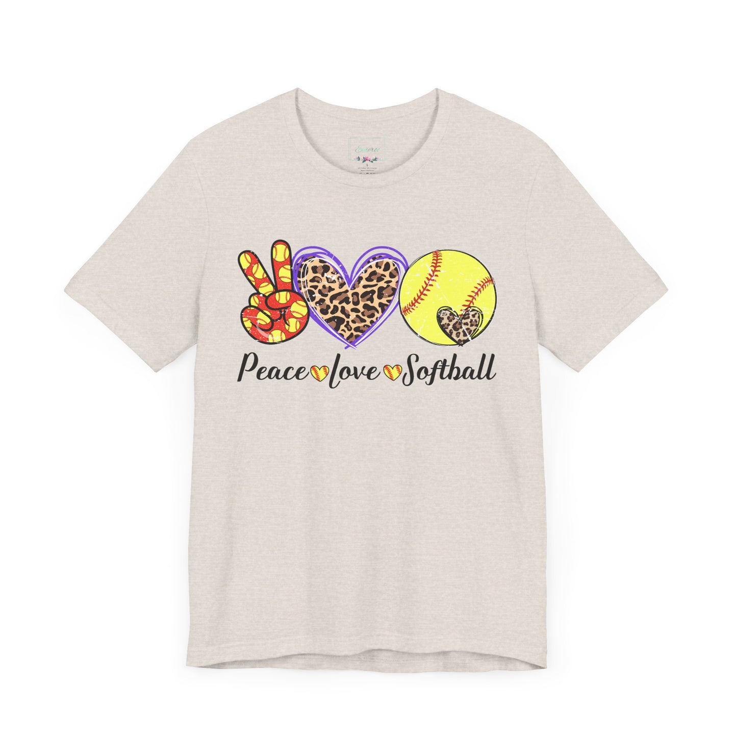 Peace Love Softball T Shirt (Light)